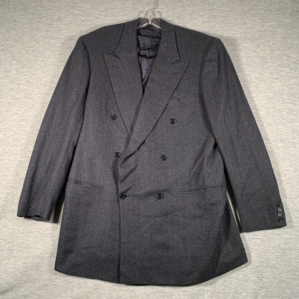 Brioni Blazer Mens 42 Herringbone Wool Cashmere Double Breasted Sport Coat Italy